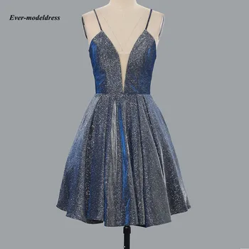 

Charming 2020 Spaghetti Straps A-Line Graduation Dresses Corset Back Short Reflective Homecoming Dresses Customized Real Picture