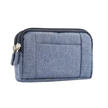 

Portable Phone Pouch Dual Zippers Belt Clip Cowboy Cloth Casual Waist Bags For 5.2/5.5-6.3/6.4 inches Double Phones