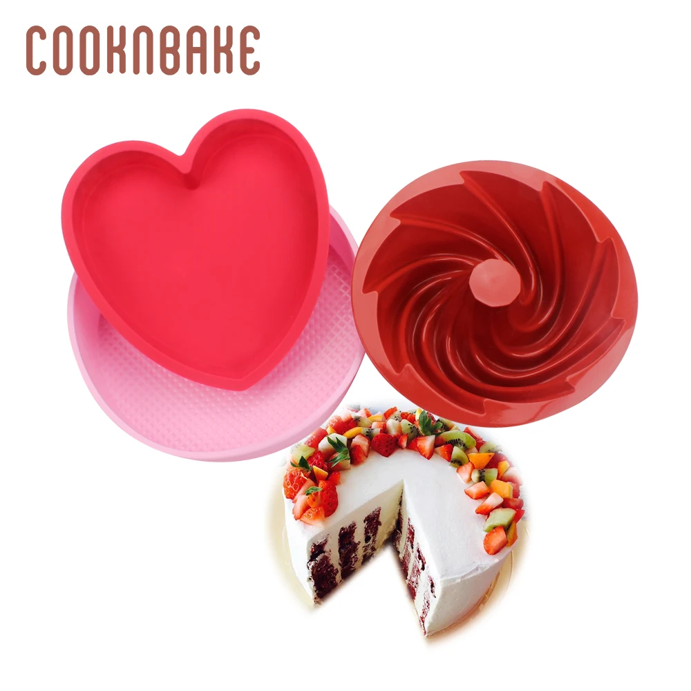 

COOKNBAKE silicone mold for mousse cake round big cake pastry bakeware 3pc/set heart bread cake pizza mould DIY birthday wedding