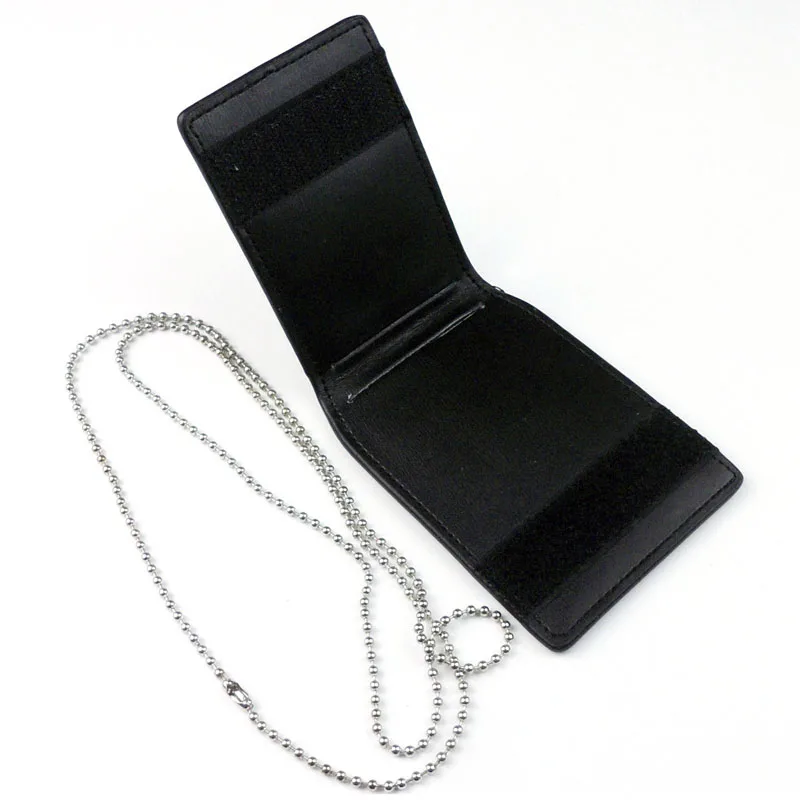 Porta Distintivo Polizia - Con Clip Da Cintura E Catena In Pelle, Nero, Per Badge Ovali - Foto 9