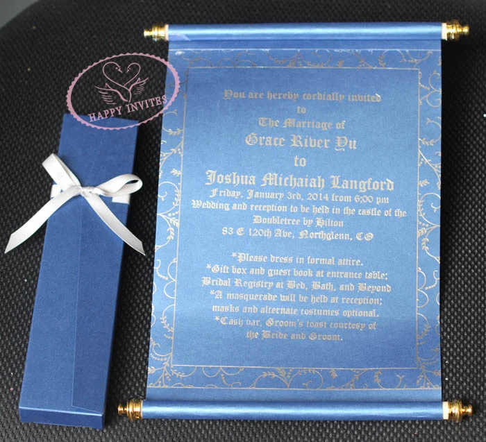 HI2051-19 Customized Royal Scroll Wedding Invitation with Box