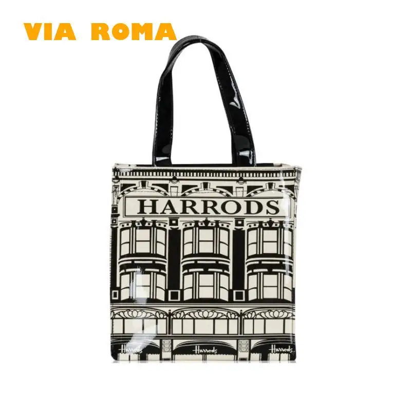 

New Black And White City Pvc Waterproof Shopping Bag Storage Bag Unisex Handbag Shopping Bag