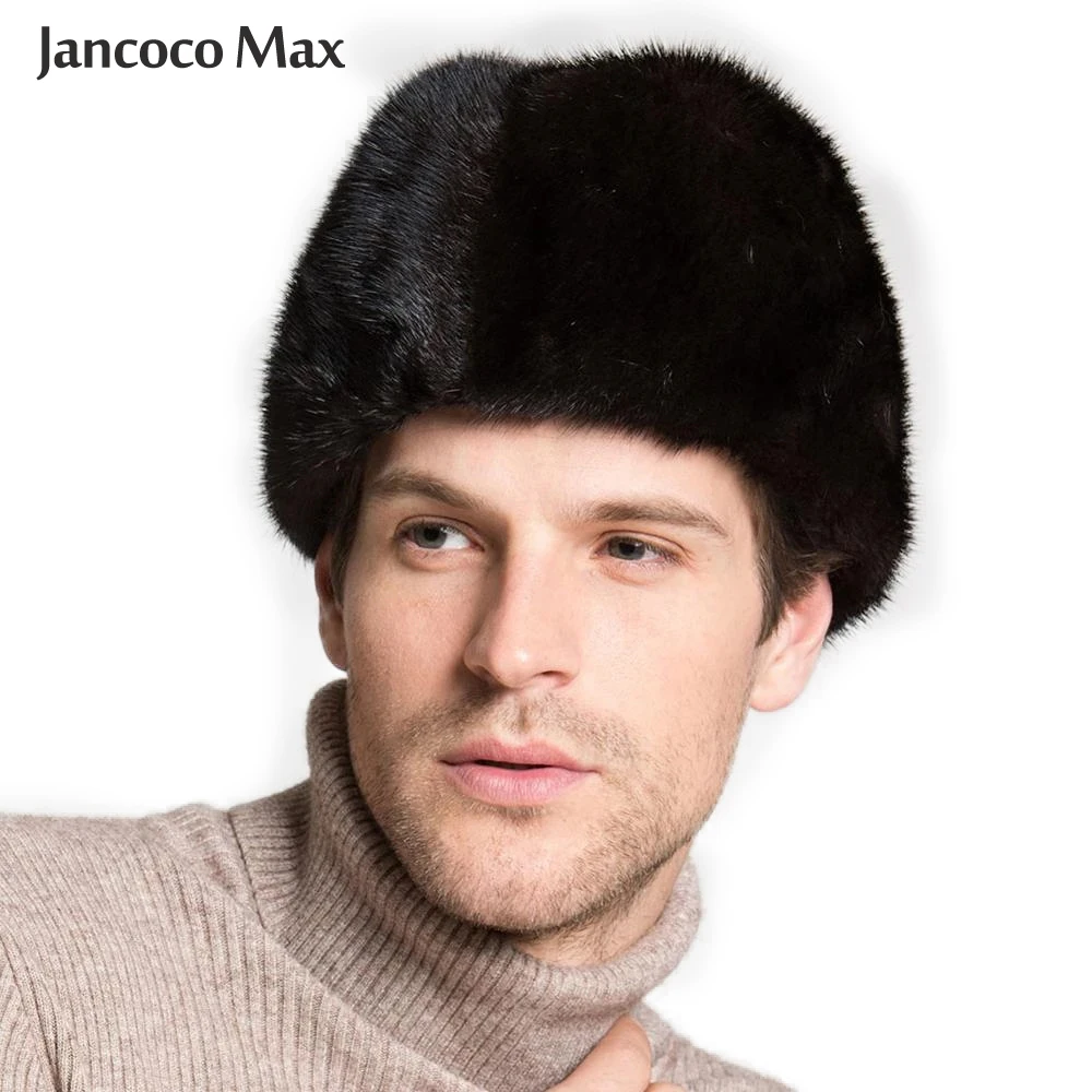 Men Real Mink Fur Hats Russian Style Outdoor Casual Caps Keep Warm