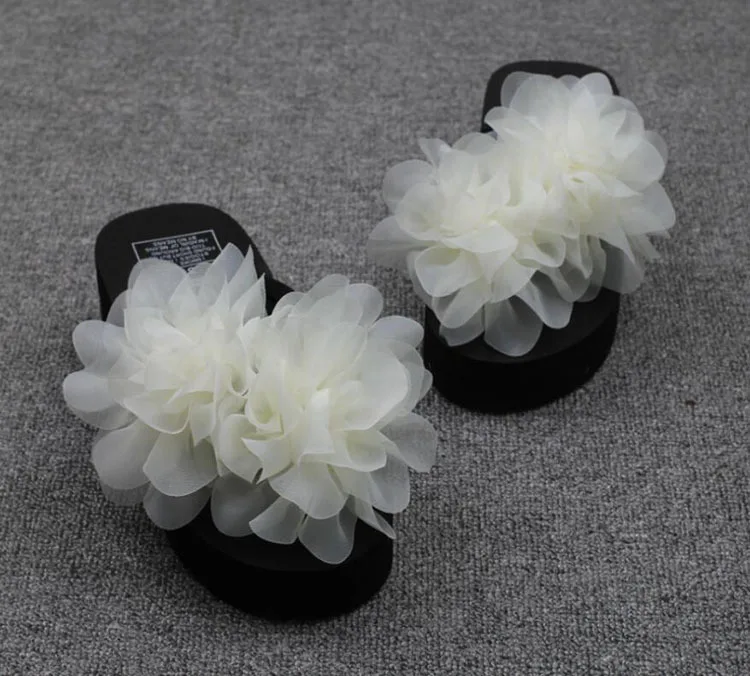 

2016 New Summer Flip-flops Cool GIRL'S Stereo Grenadine Thick Bottomed Slanted Heel Flower Platform Sandals Sandals Women's