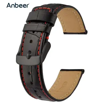 

Anbeer Leather Watchband 18mm 20mm 22mm Alligator Embossed Watch Strap Men Women Bracelet Strap Dress Style for Smartwatch