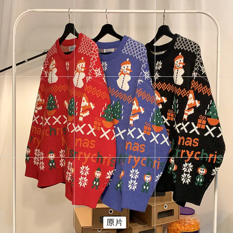 

Christmas Sweater for Men and Women Loose Outer Wear Autumn and Winter Fashion Brand Couple Casual Knitwear Coat Sweater Women