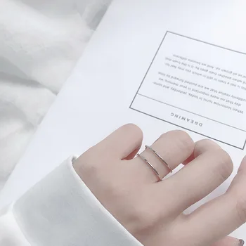 

925 Sterling Silver Double Layer Open Finger Ring High Polish Gold Color Rings For Women Simple Party Gifts S-R624