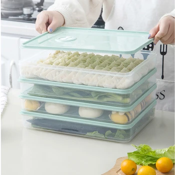 

Refrigerator Food Storage Box Kitchen Fresh Keep Organizer Large Capacity Box Dumplings Vegetable Egg Holder Stackable Microwave