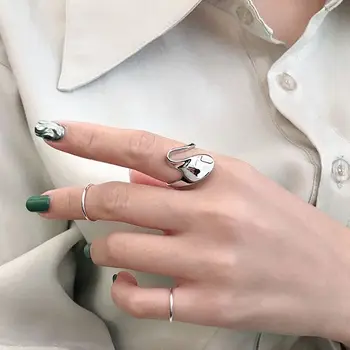

Silvology 925 Sterling Silver Abstract Wave Rings Irregular Design INS Korea Open Rings for Women Glossy 925 Female Jewelry Gift