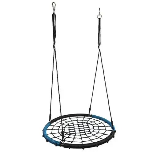 

Swing Set for Kids 40 Inch Spider Web Round Rope Swing with Adjustable Ropes, 2 Carabiners (Blue & Black)[US-W]