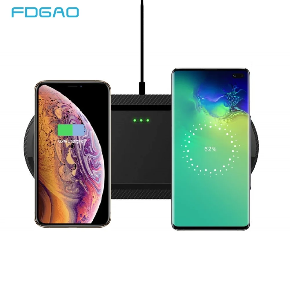 FDGAO Dual 10 Вт QI Беспроводное зарядное устройство для iPhone 11 Pro XS Max XR X samsung S9 S10 быстрая Беспроводная зарядная док-станция настольная