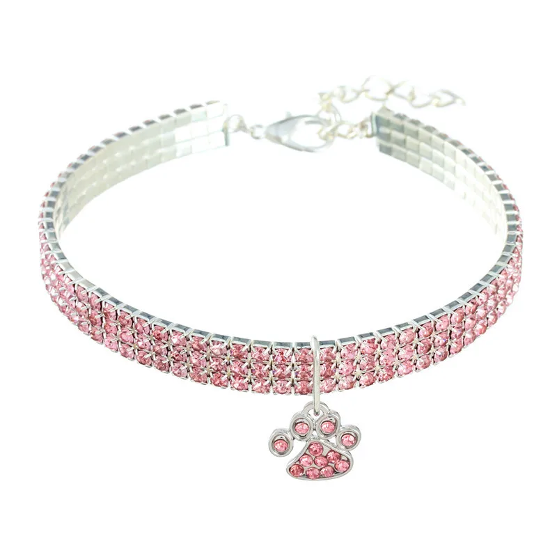 Paw Pet Collar Rhinestone Adjustable Neck - PeticaDeals