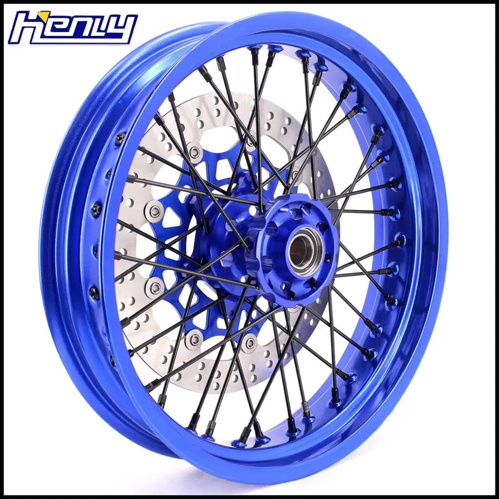 3,5/4,25 SUPERMOTO диски набор для KTM SX SXF XCW XCF EXC EXCF 125-530 03-20 синие диски черная накладка на соски спицы диски
