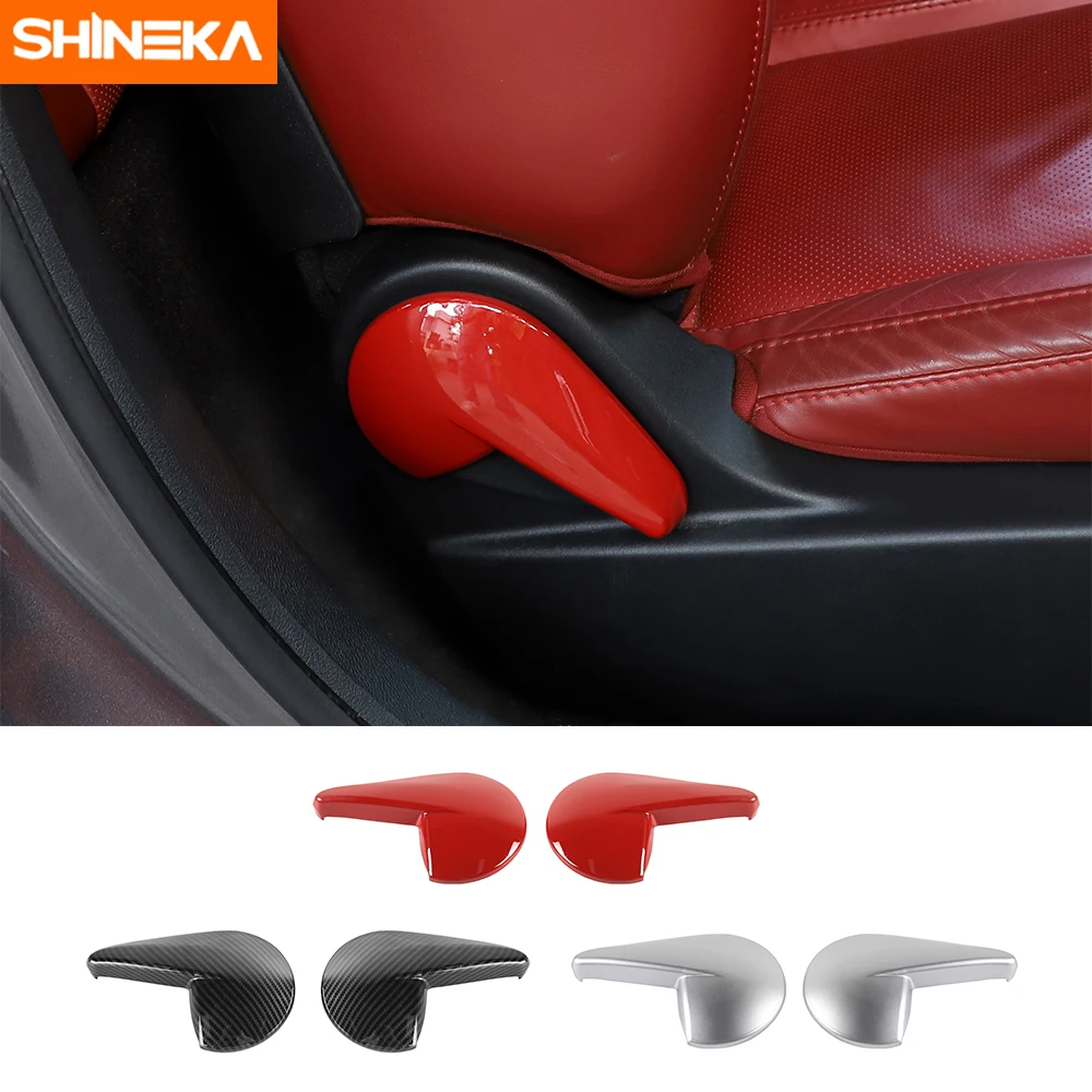  SHINEKA Carbon Fiber Car Interior Seat Adjustment Handle Decoration Cover Stickers For Dodge Challe