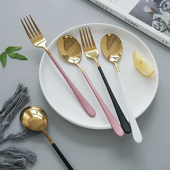 

Spaghetti Steak Salad Food Western Cutlery Stainless Steel Tableware Spoon Fork Knife for Photography Shooting Adornment Props
