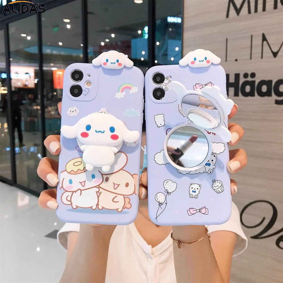 Y2k Kawaii 3D Макияж Мини зеркальный чехол для телефона IPhone 12 11 Pro MAX 7 8 Plus X XR XS SE 6s Мягкий