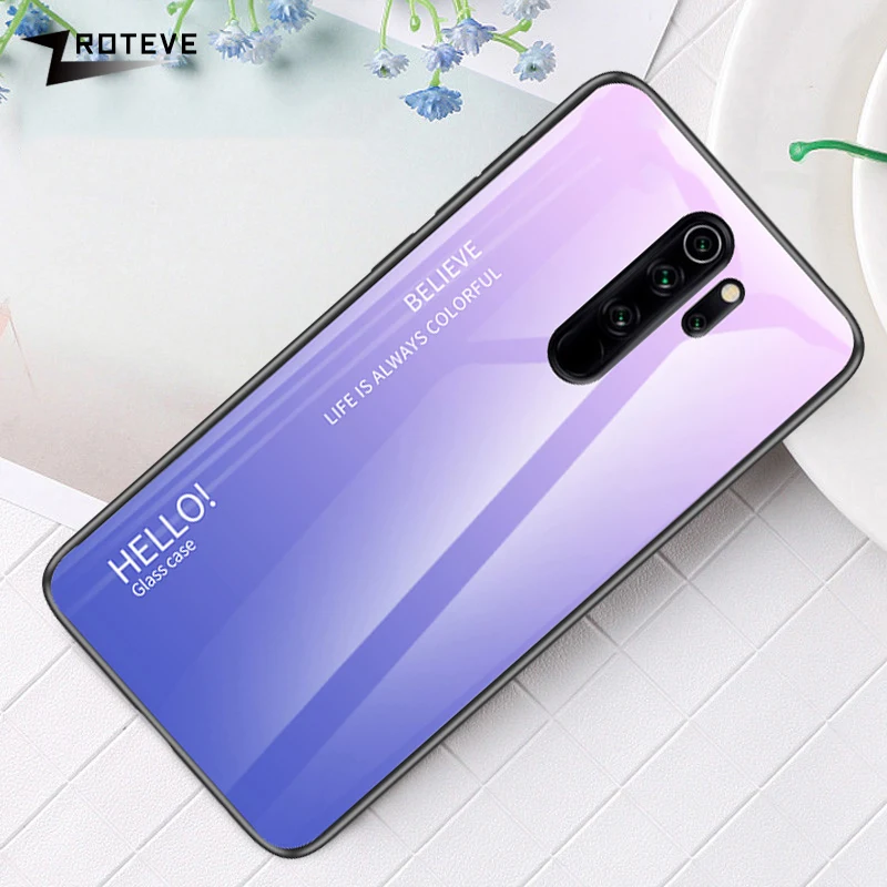 Pink Purple ZROTEVE чехол для Xiaomi Redmi Note 8 Pro 8T чехол стеклянная задняя крышка для Redmi Note 8 8T чехол Силиконовое стекло Xiomi Redmi Note 8 8T Pro - Цвет: Pink Purple