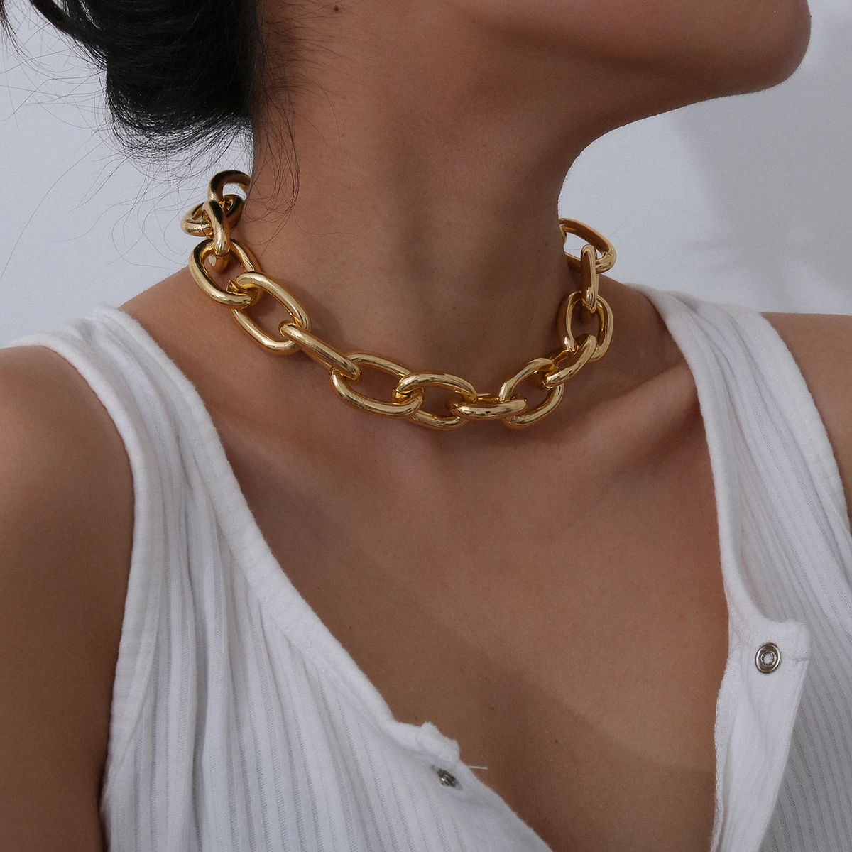  Punk Metal Thick Chain Choker Necklace Women's Trend Hip Hop  Golden Metal Chunky Chain Collar Necklace Fashion Jewelry : Clothing, Shoes  & Jewelry