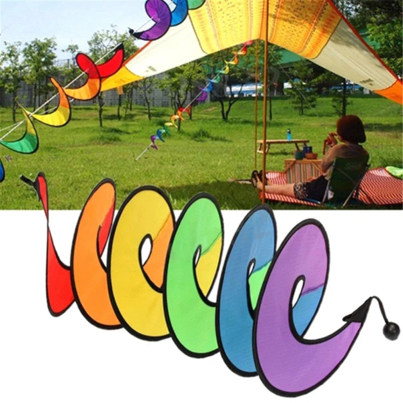  1PC 22*140cm Outdoor Camping Picnic Foldable Rainbow Spiral Windmill Tent Colorful Beautiful Wind S