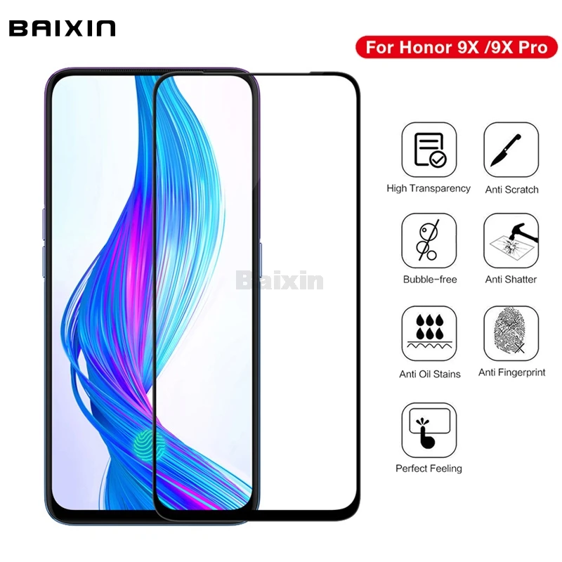 Baixin полное покрытие экрана протектор для huawei Honor 9X закаленное стекло