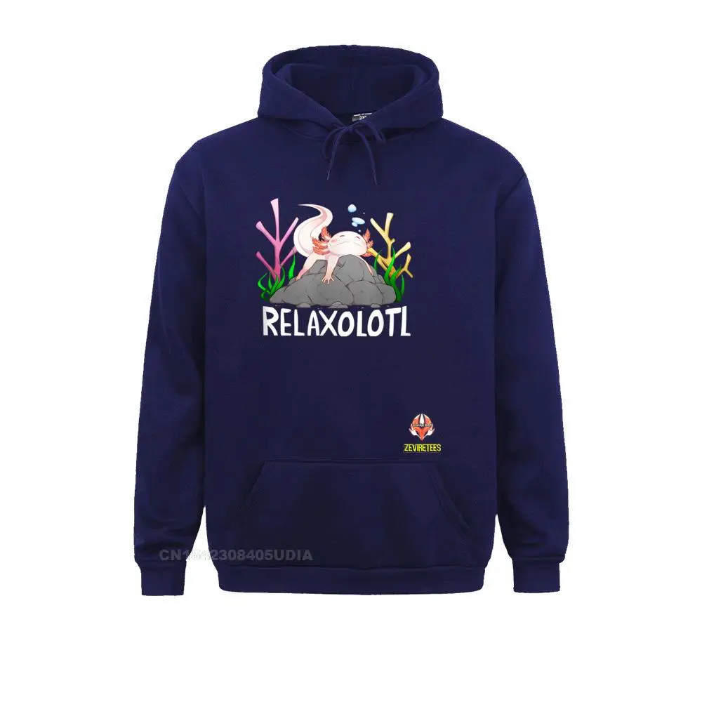 Relaxolotl a cute relaxing axolotl on a rock T-Shirt__B6705 cosie Summer/Autumn  Women's Hoodies Hoods 2021 Long Sleeve Sweatshirts Relaxolotl a cute relaxing axolotl on a rock T-Shirt__B6705navy