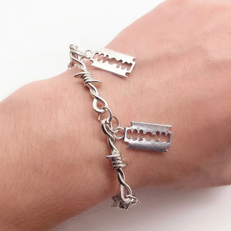 Small Wire Brambles Iron Unisex Choker Bracelet Women Hip-hop Gothic Punk Blade Barbed Wire Little Thorns Bracelet Choker Gifts chain bracelet,silver plated bracelet,stainless steel bracelets,silver bracelet,charm bracelet,stainless steel jewelry