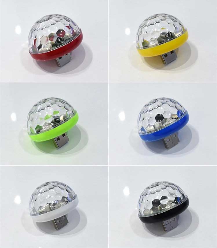 Red DJ Voice Control Car Decorative LED Lamp Magic Ball Light RGB Interior Lights USB Crystal Stage Lights car atmosphere lights - Испускаемый цвет: Red