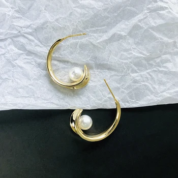 

Korean Fashion Pearl Drop Earrings for Women Girl Minimalist Elegant Gold Color Cute Statement Earrings Jewelry Gift 2020 Female