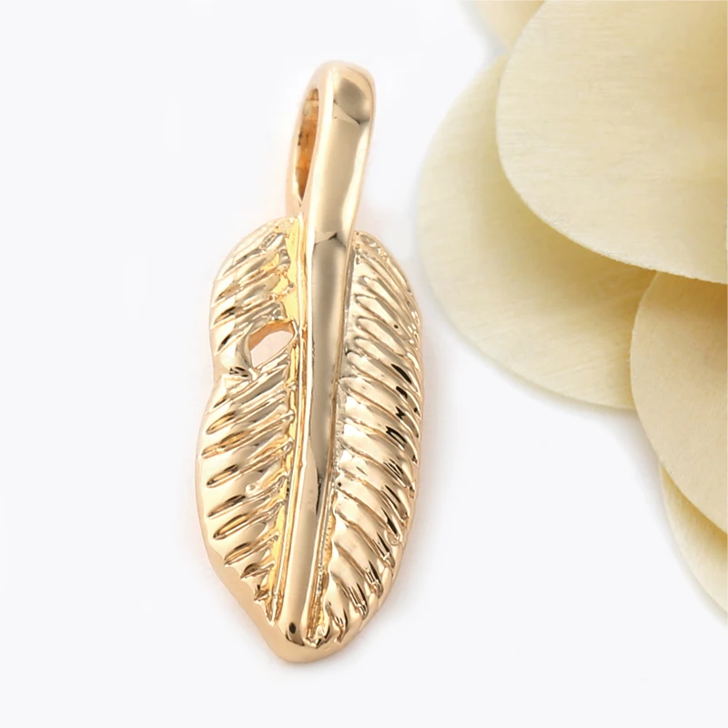 (1555)6PCS 5x17MM 24K Champagne Gold Color Plated Brass Feather Charm Pendants High Quality Diy Jewelry Accessories | Украшения и