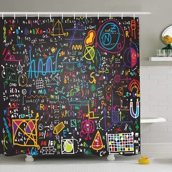 

Shower Curtain Set with Hooks 60x72 Physical Green Formulas Calculate Handdrawn Black Science Physics Signs Study Symbols at