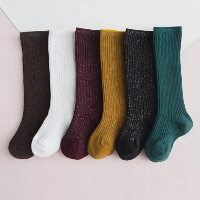 Spring Summer Baby Girls Cotton Knee High Socks Solid Candy Color Kids Toddler Double Needle Short For Children | Детская одежда и