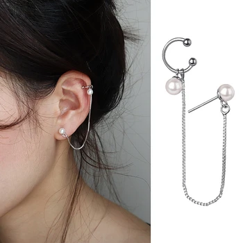 

LISM 925 Sterling Silver After Hanging Type Tassel Strip Pearl Dangle Earrings With 925 Stamp For Women Wedding Fashion Gift