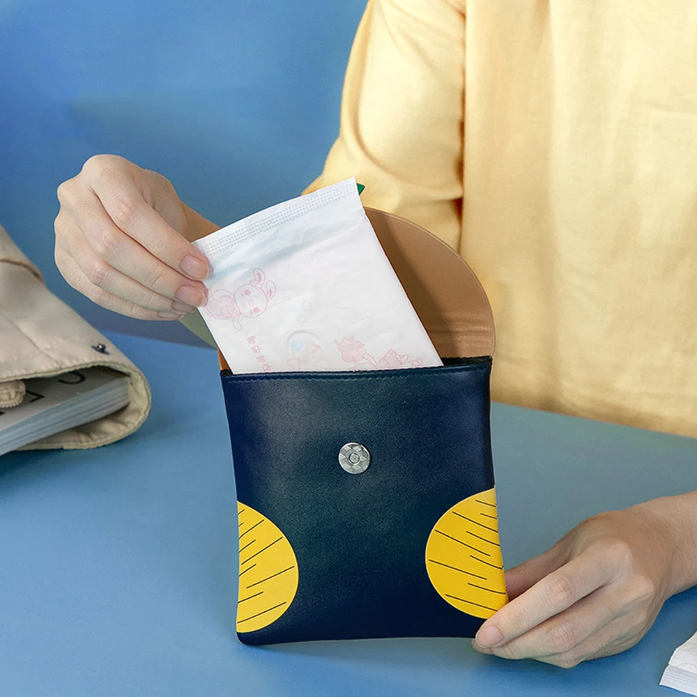 

1 PC Cute Sanitary Napkin Storage Bag Large Capacity Portable Small PU Storage Bag Wallet Purse Napkin Bag For Girls Women