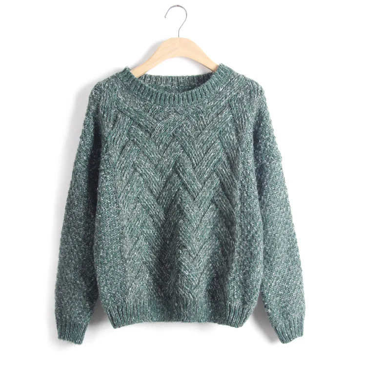 Новинка, повседневный женский свитер с круглым вырезом, Одноцветный осенний и весенний Толстый Пуловер, свободная зимняя одежда для женщин, vestidos MMY76059