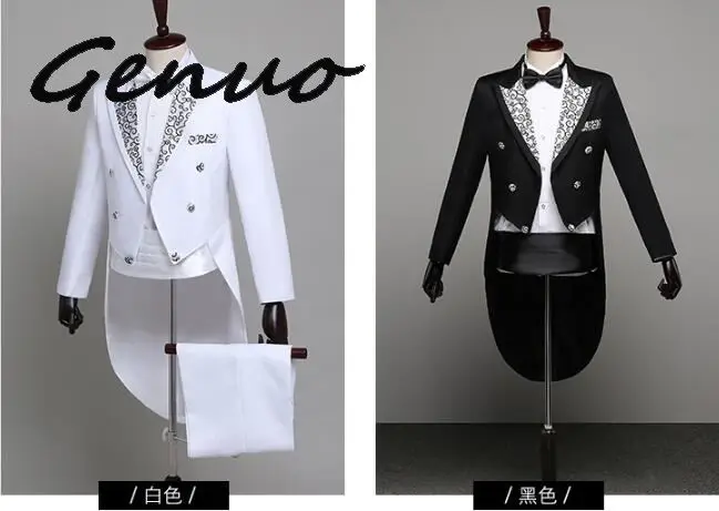 Genuo {Jacket+ pan} мужской сценический комплект для шоу, платье с ласточкиным хвостом, ведущая игра на фортепиано, Лучший человек, добро пожаловать в танцевальный сервис