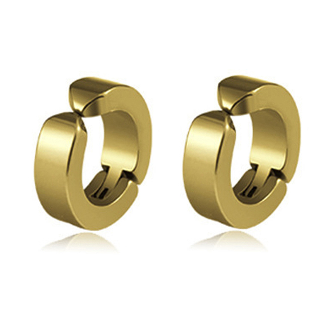 pair Classic Korean Punk Stainless Steel Ear Clip Earrings For Men Women Black No Pierced Fake Ear Circle New Pop Jewelry