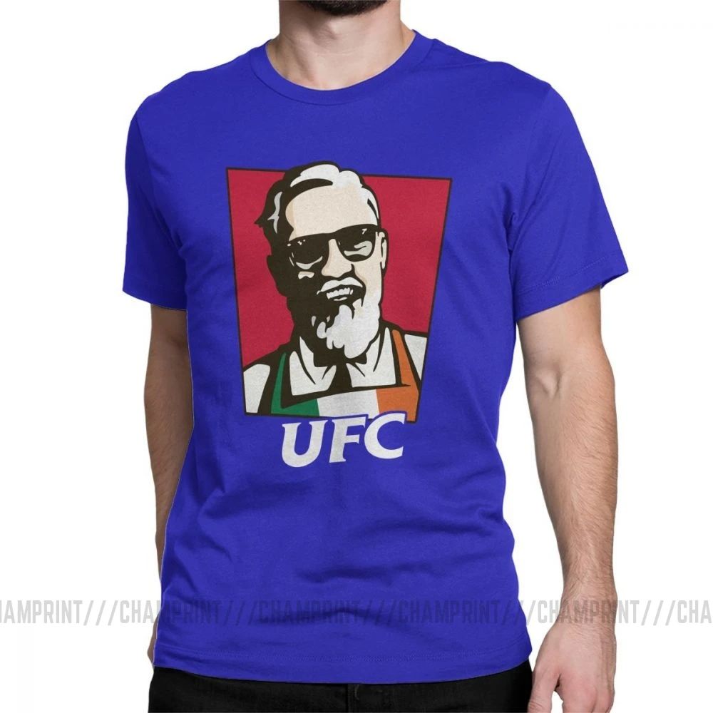 Король Конор Макгрегор MMA KFC креативная хипстерская футболка для мужчин с коротким рукавом топы серые футболки из чистого хлопка футболки с круглым вырезом - Цвет: Синий