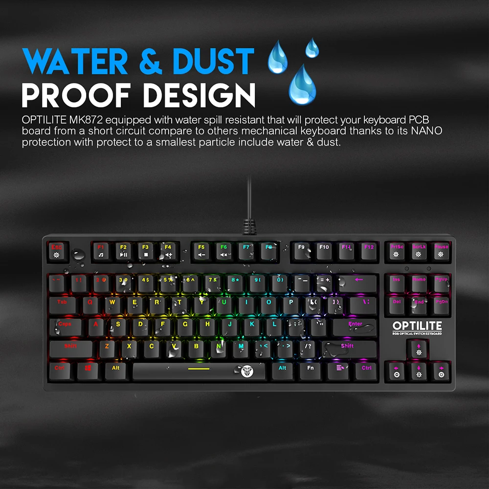 Fantech MK872 механическая клавиатура 87 клавиш RGB анти ореолы световой синий