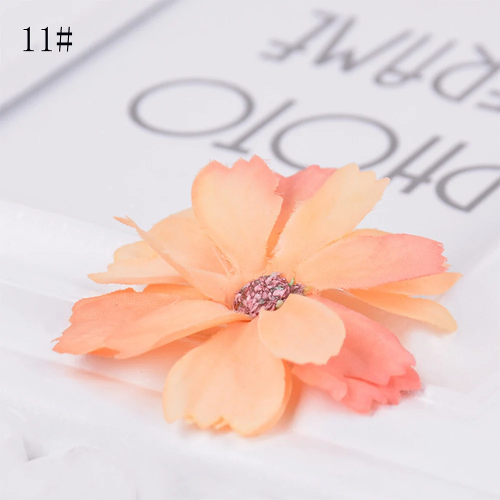 10 шт. 4,5 см Моделирование цветок DIY многослойный цветок голова шелковые свадебные декорации цветок шесть лепестков цветок драма голова цветок - Цвет: Type 11