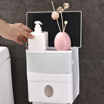 

Waterproof Toilet Paper Holder Plastic Paper Towels Holder Wall Mounted Bathroom Shelf Storage Box Portable Toilet Roll Holder