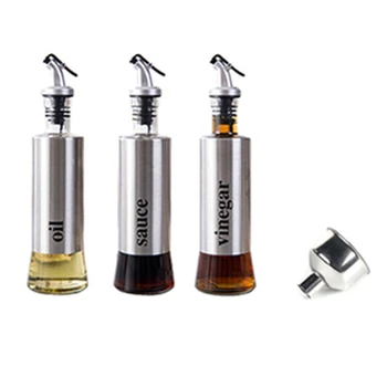 

300ML Kitchen Glass Oil Dispenser Stainless Steel Leak-Proof Soy Sauce Vinegar Seasoning Bottle Storage Bottle Kitchen Utensils