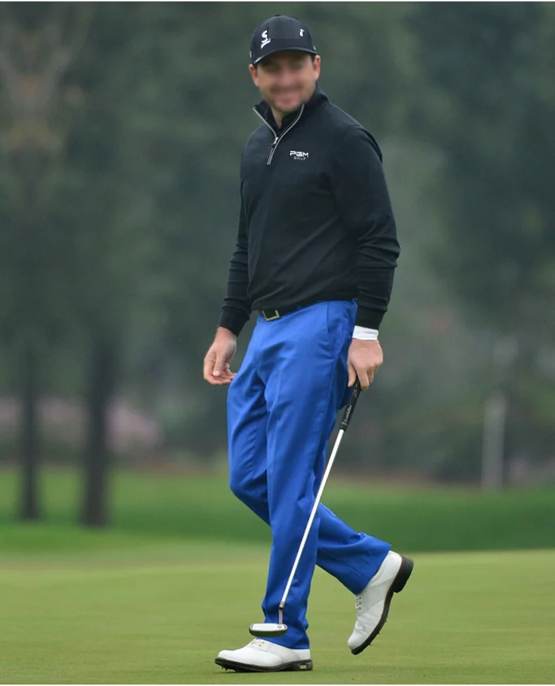 Pgm Мужская зимняя рубашка для гольфа с флисом, теплое пальто, уличная флисовая куртка, спортивный мужской пуловер на молнии с воротником и длинными рукавами, размер M-XXXL