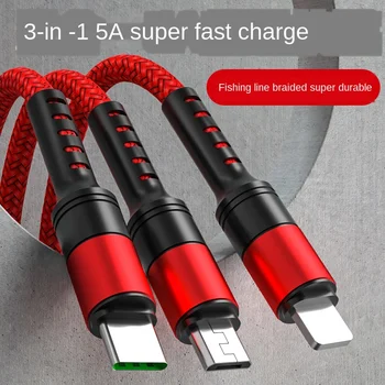 

Super Fast Charging 5 A Three-in-one Charging Line Suitable For Apple Meter 8 se Multi-function Dropship suppliers usb cable