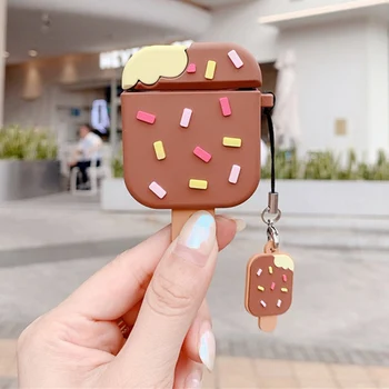 

For Airpods 1 2 3D Cute Cartoon Chocolate Ice Cream Earpods Case for Apple Airpods 2 Wireless Earphone Cover Shell Charging Box