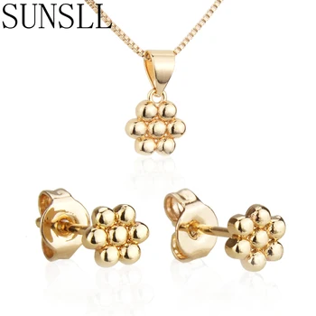 

SUNSLL New gold copper jewelry set flower necklac earrings for women / girls fashion party simple jewelry birthday gifts