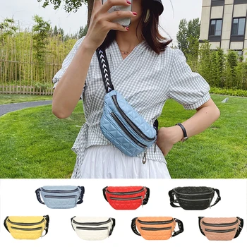 

Fashion Lattice Pattern Waist Bag Women PU Leather Zipper Fanny Phone Belt Bum Pouch Ladies Casual Shoulder Crossbody Pack