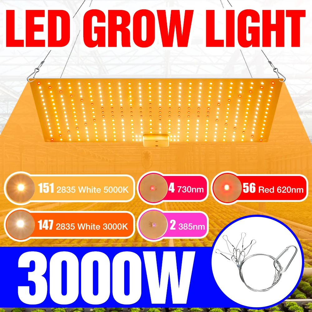 3000W Full Spectrum Led Grow Light Phyto Lamp Per La Crescita Delle Piante Luce Idroponica Illuminazione Indoor Flower Seed 2000W Quantum Board