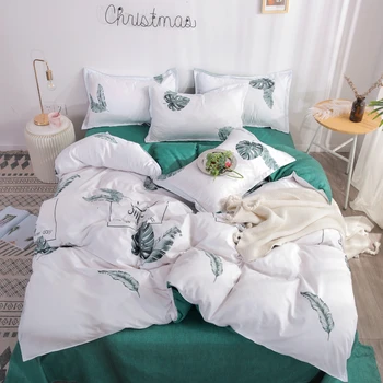 

Breathable Cotton Soft Home Bedding Set Flowers Pattern Duvet Cover Bed Sheet Pillowcase Double-sided Printing Bed Set