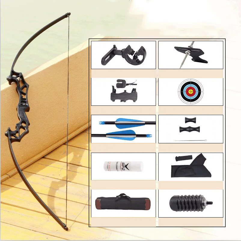 

New 40/50 lbs. Metal Straight Draw Bow Set Meixue Split Bow and Arrow Straight Draw Practical Package