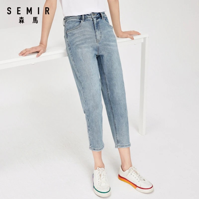 Джинсы SEMIR женские тонкие прямые свободные брюки Новинка осени 2020 в 8-й точку